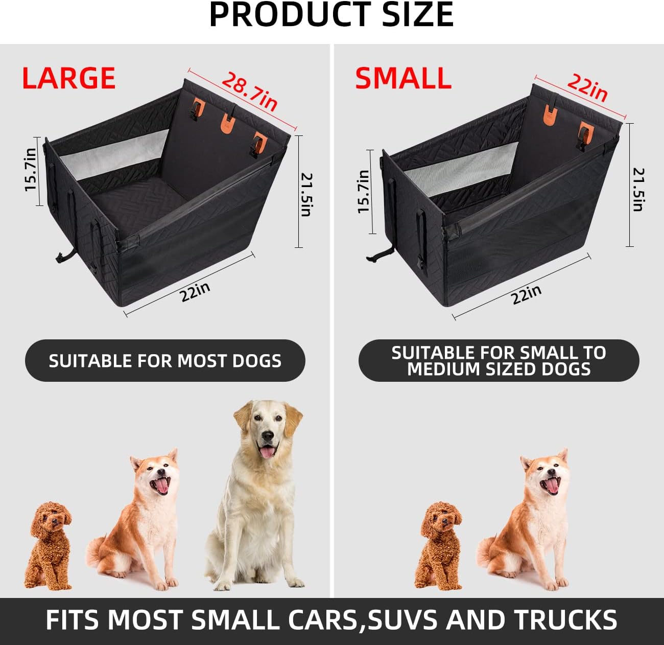 TKYZ Large Dog Car Seat,Back Seat Extender for Dogs,Waterproof Medium Dog Seat Cover for Backseat, Pet Bed for Car Hammock(Black-L)