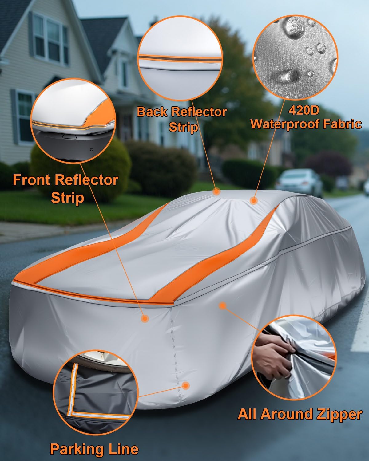 Full Enclosed Sliver Car Cover Universal Fit for CRV,RAV4,Rogue,CX5/CX30,Forester/Crosstrek,Lexus NX/UX,Tiguan,Escape,Tucson,X1/X2,GLA/GLB, XT4/GT4,Audi Q3,Vibe/Aztek,Prius/Civic Hatchback