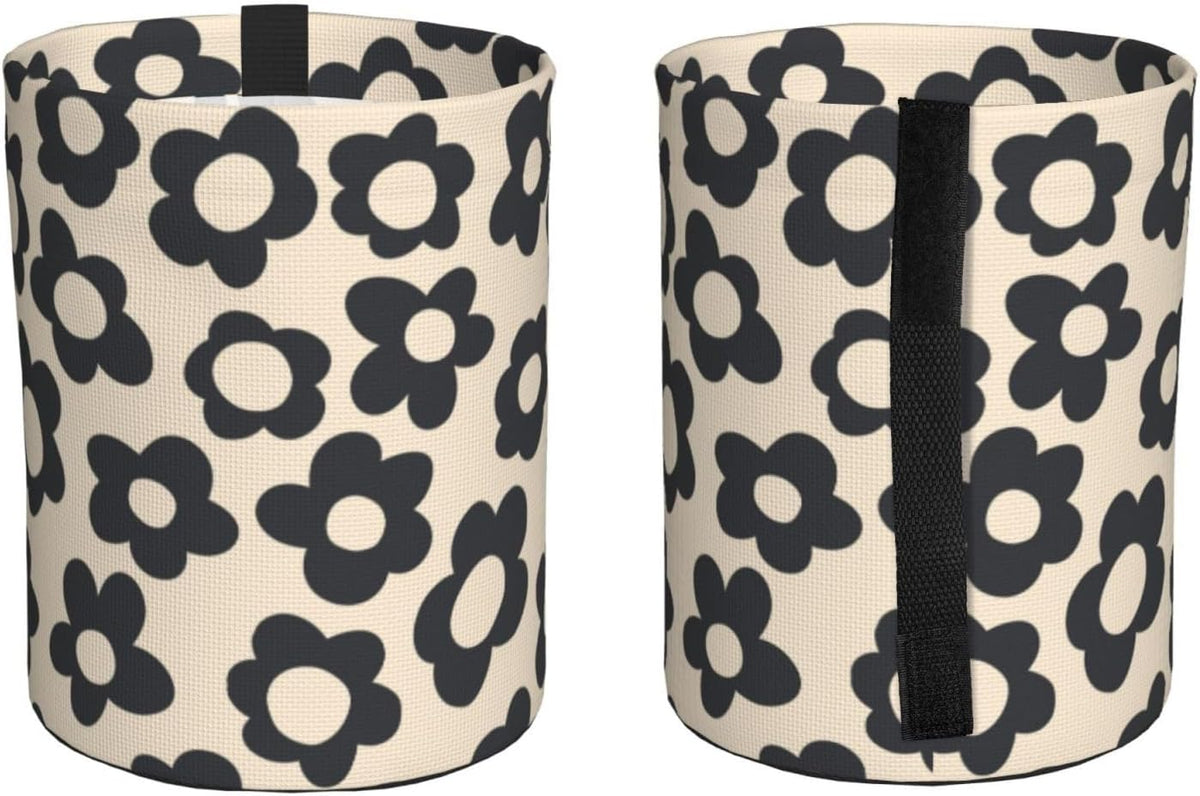 Vintage Groovy Flowers Car Trash Can Small Portable Car Garbage Bag for Back Front Seat RV's Camping Accessories