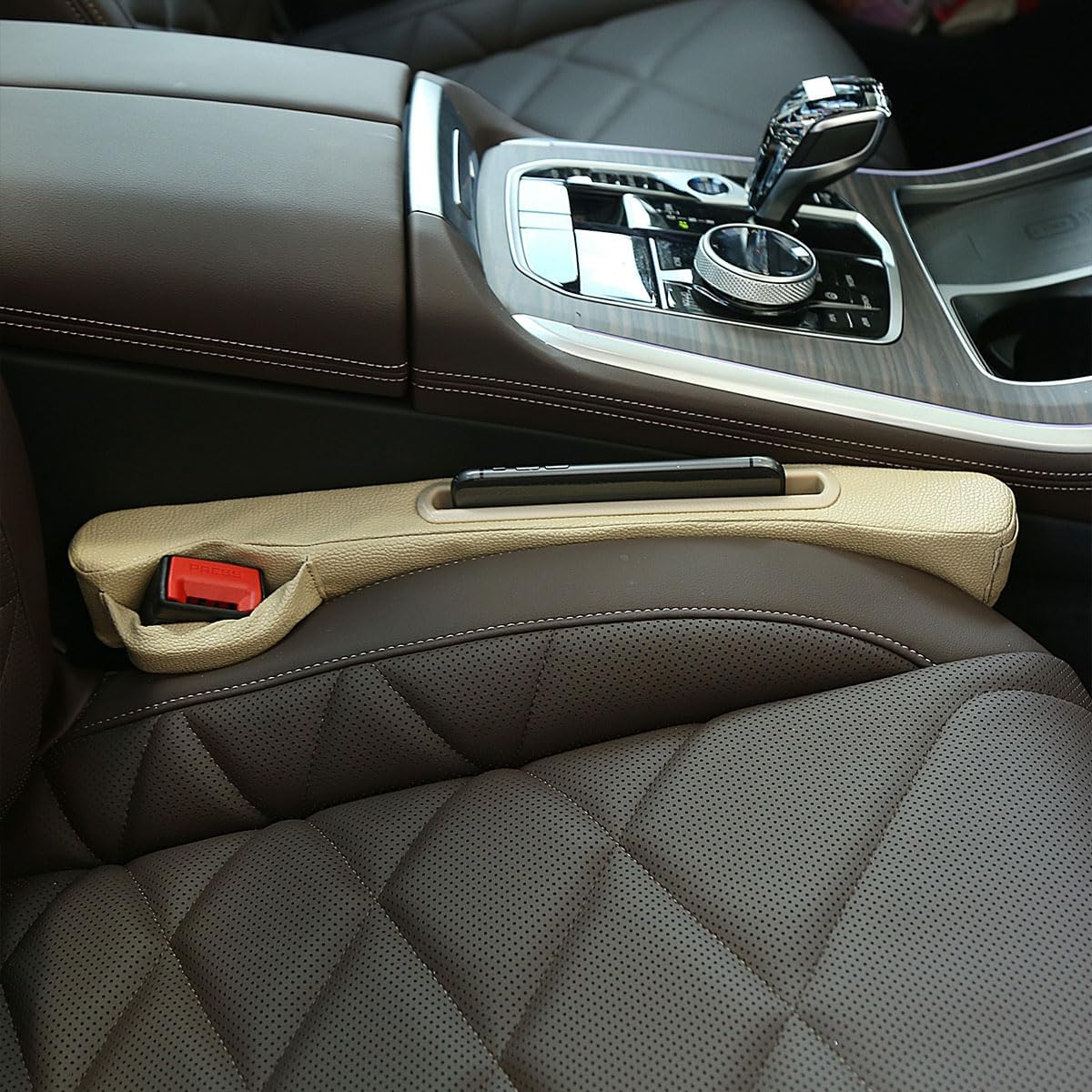2 Pack Car Seat Gap Filler Organizer for Driver Side and Passenger Side Auto Center Console Side Filler Filler for Car Front Seat (Beige 2 pcs)