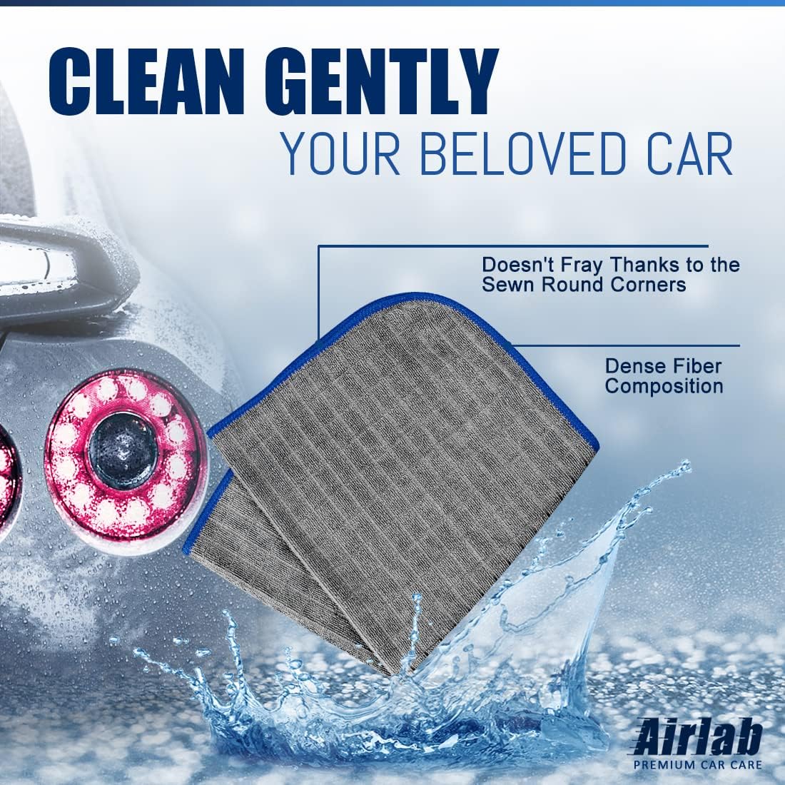 Airlab Glass Polishing Cloth Lint Free Microfiber Cleaning Rags, Pack of 6 and Microfiber Towels for Cars Wash & Drying All-Purpose Cleaning Cloths, Pack of 8