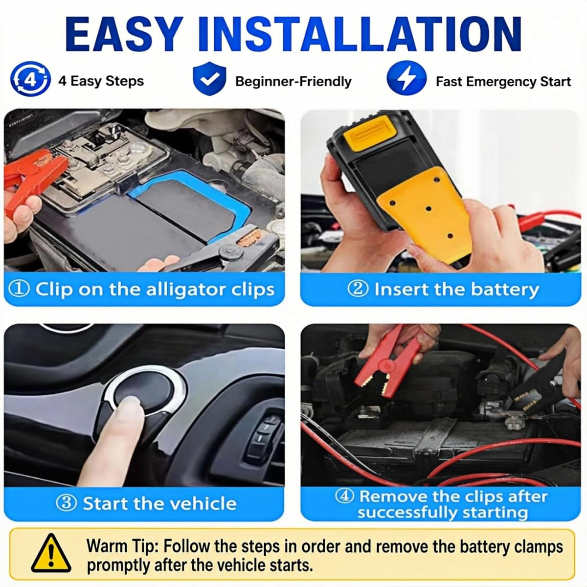 Jumper Cables Clamp with Adapter,Compatible with De·Walt 20V Battery