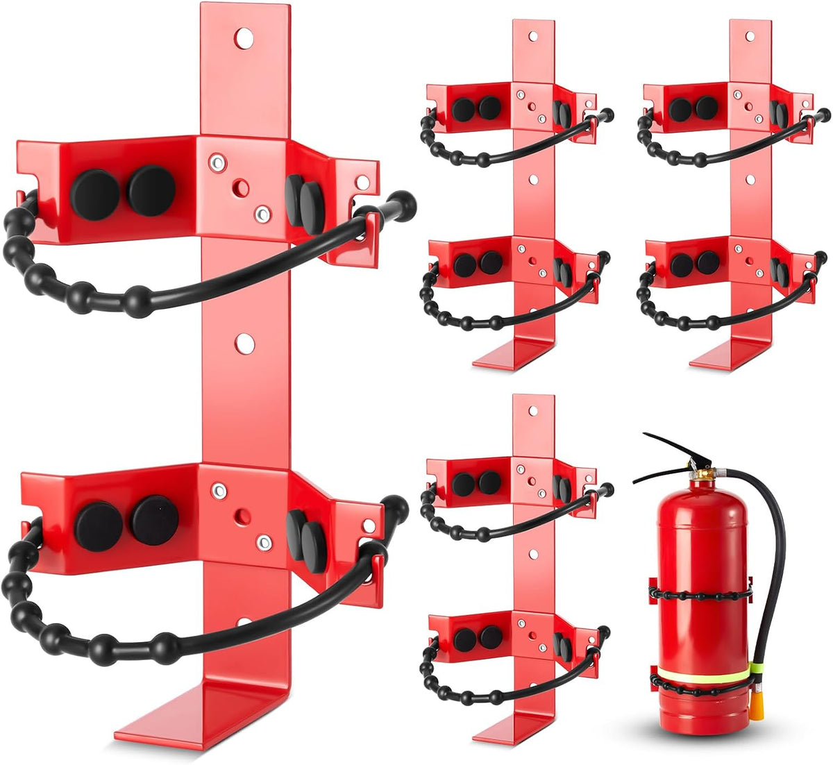 RattanView 4 Pcs Fire Extinguisher Bracket, 2.5 Lb and 5 Lb, Red