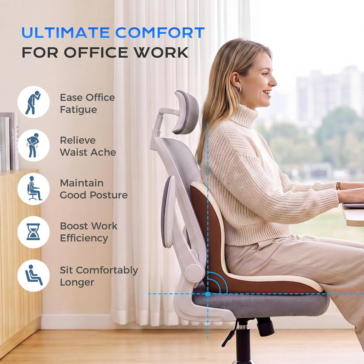 Coverado Car Seat Cushion and Lumbar Support Pillow One Piece, Memory Foam Ergonomic Back Support Driving Seat Cushion for Back Pain, Non-Slip Washable Cushion for Car, Driver, Office
