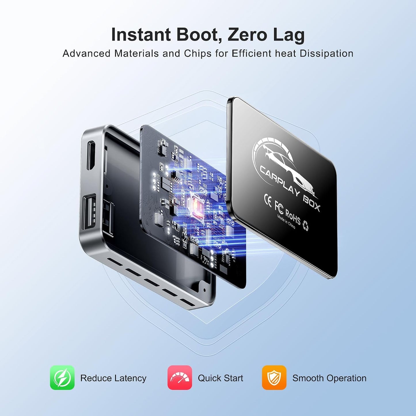 AI Box CarPlay, 3-in-1 Wireless CarPlay Adapter & Android Auto for OEM Wired Cars, Built-in Netflix/YouTube for Streaming, 5.8GHz WiFi, Convert Wired to Wireless, Plug & Play （4GB RAM+32GB ROM）