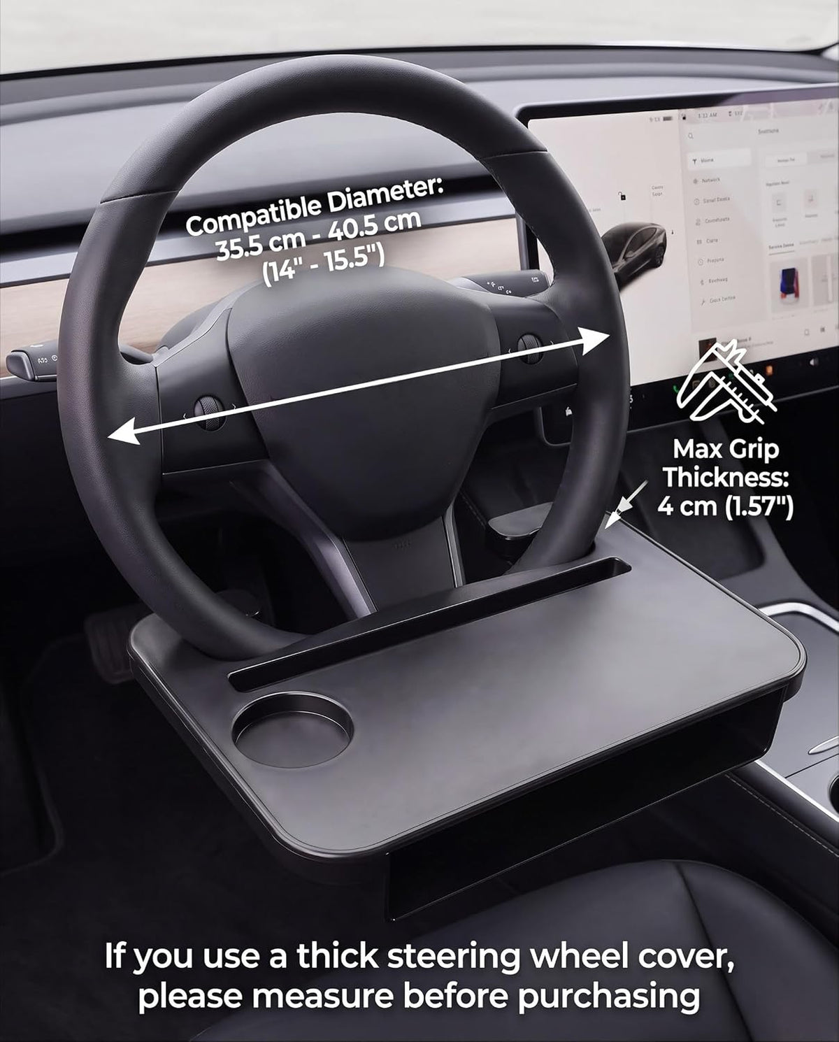 Steering Wheel Tray Compatible with Tesla Model 3/Y, 14-15.5"