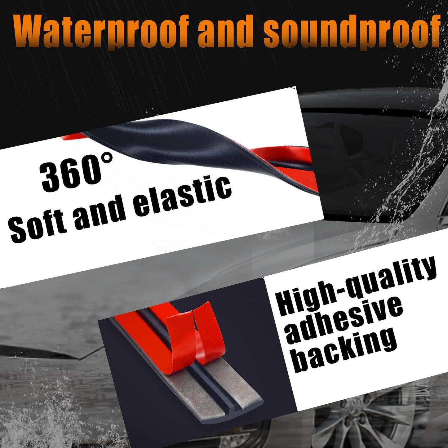 Pincuttee 2Pack Weather Stripping Seal Strip for Doors/Windows,Car Weather Stripping Adhesive,Sunroof Seal for Car/Truck/SUV Front Rear Windshield(20FT,19MM+14MM)
