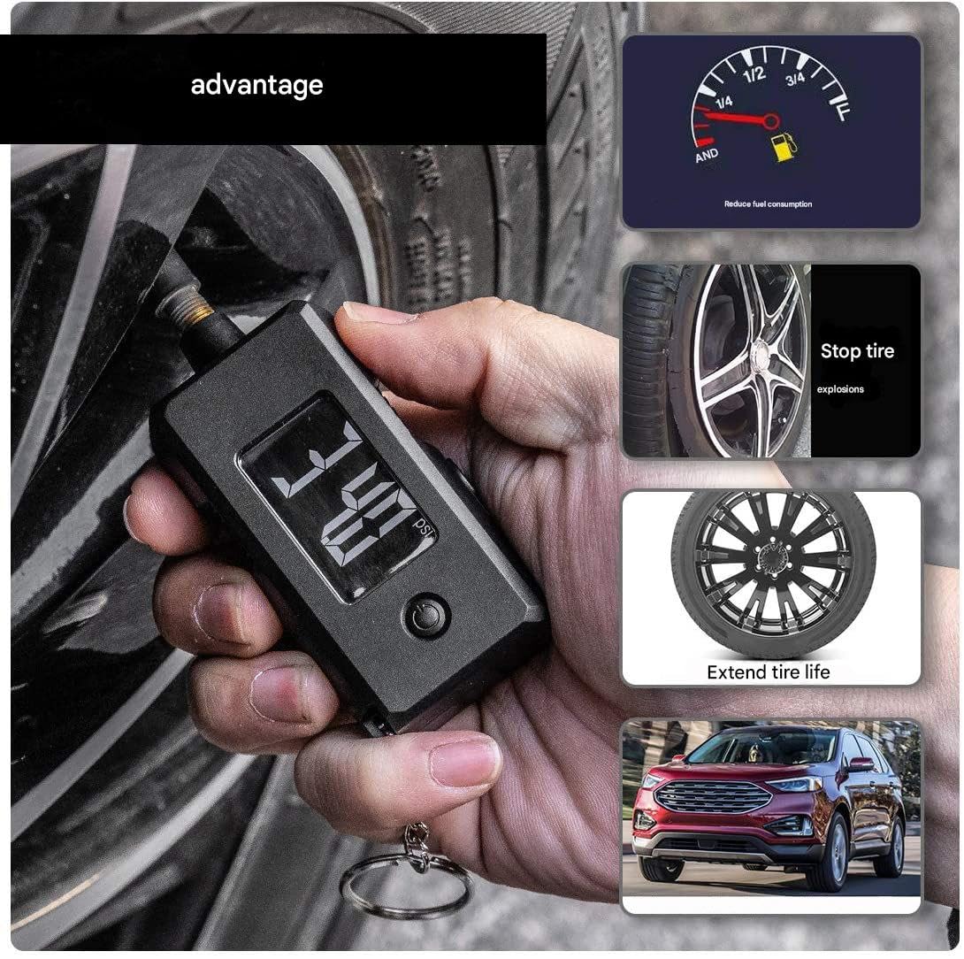 Digital Tire Pressure Gauge Reader and Tread Depth Checker Dual Function Accurate Backlit Display 0-150 PSI for Car Truck Motorcycle Bike