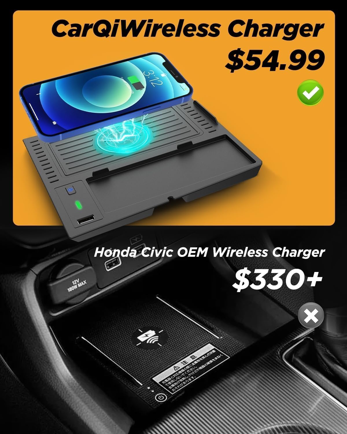 CarQiWireless Wireless Charger for Honda Civic 2022-2026
