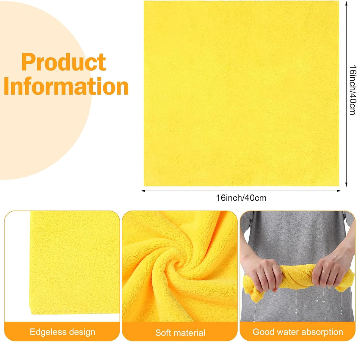 Tallew Car Microfiber Towels, Yellow, 16 Pcs