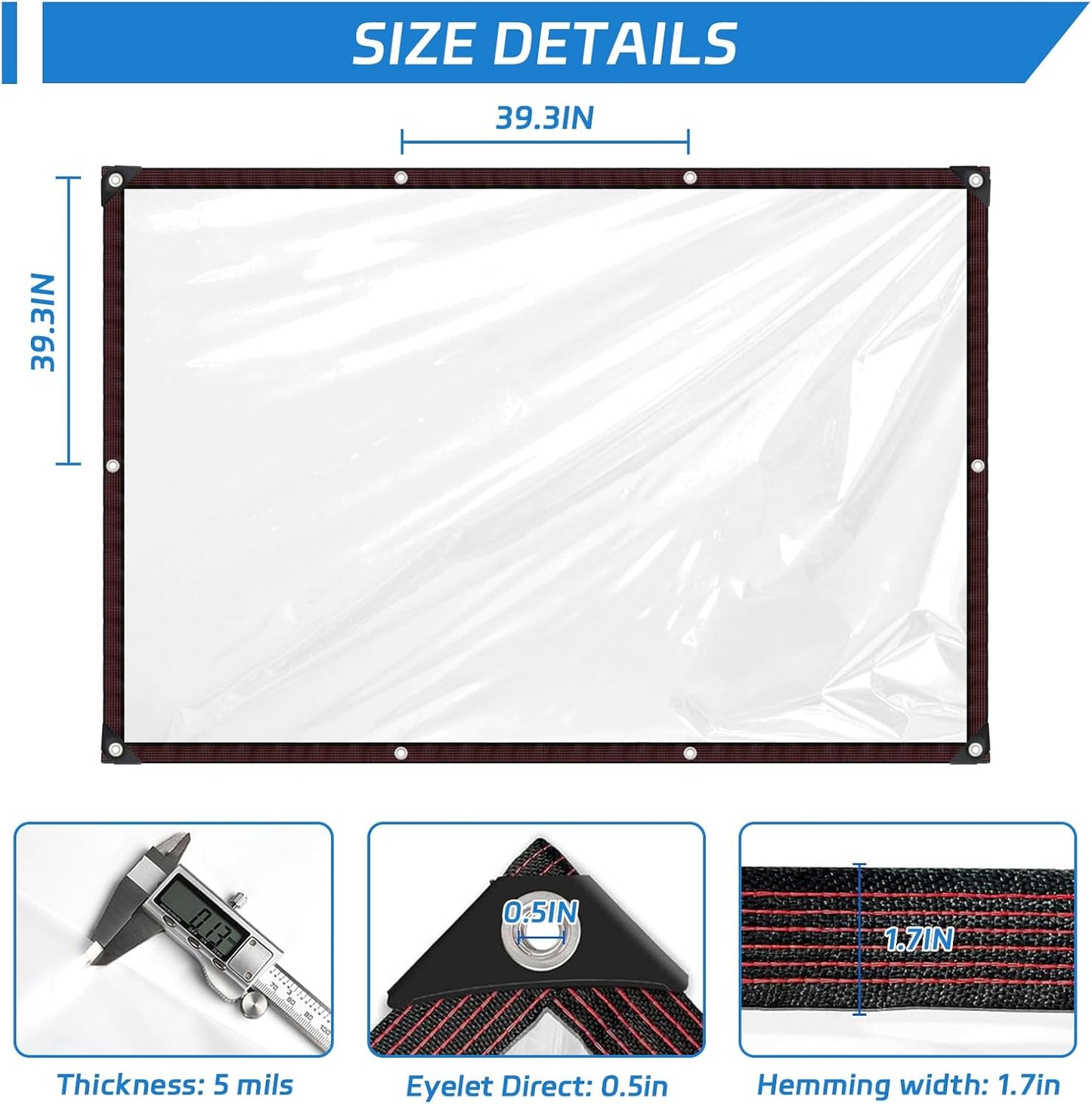Clear Tarps 7x12ft, Waterproof Tarp Transparent with Grommets for Outdoors Anti-Tear for Chicken Coops Covering Firewood