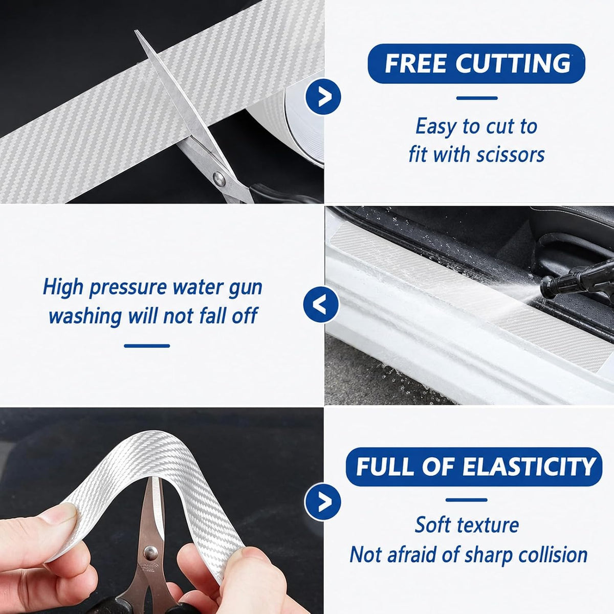 3D Carbon Fiber Clear Car Door Edge Protector, Anti-Collision Door Sill Guard Wrap Film, Universal Vehicle Door Edge Trim Guard 2.7 Inch x 33 Ft Transparent