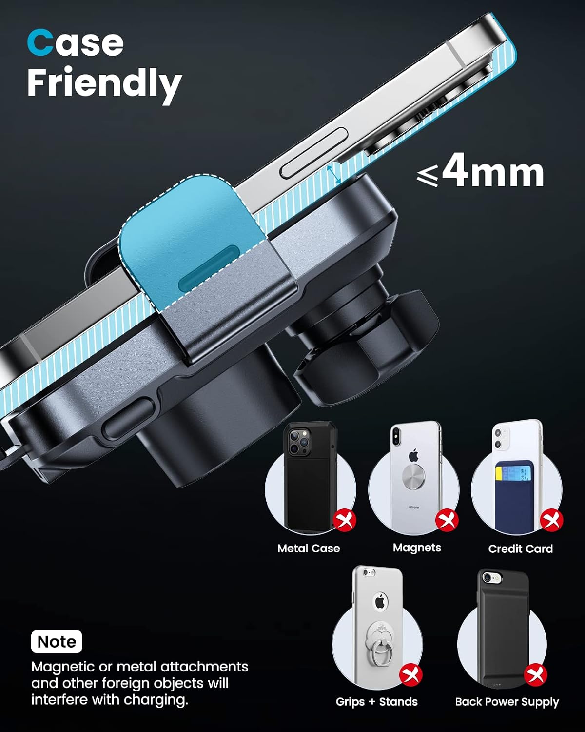 APPS2Car 15W Wireless Car Charger Cup Holder, Dual Coil, Auto Clamping