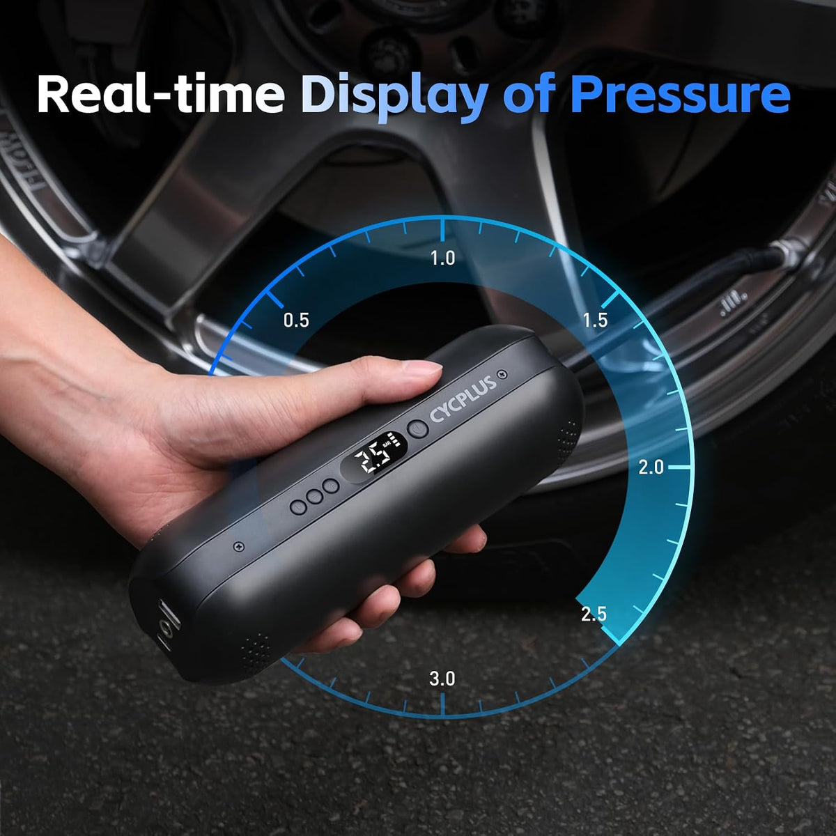 CYCPLUS Tire Inflator, 150PSI Air Compressor, DC/AC 2-in-1, LCD Display