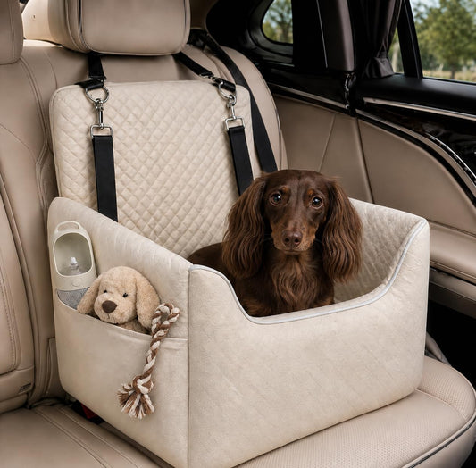 ALL GOOD PET SUPPLIES Dog Car Seat for Small/Medium Dogs Under 35lbs | Soft Memory Foam Booster Car Seat with Detachable Washable Cover and Cushion, Puppy Dog Car Bed