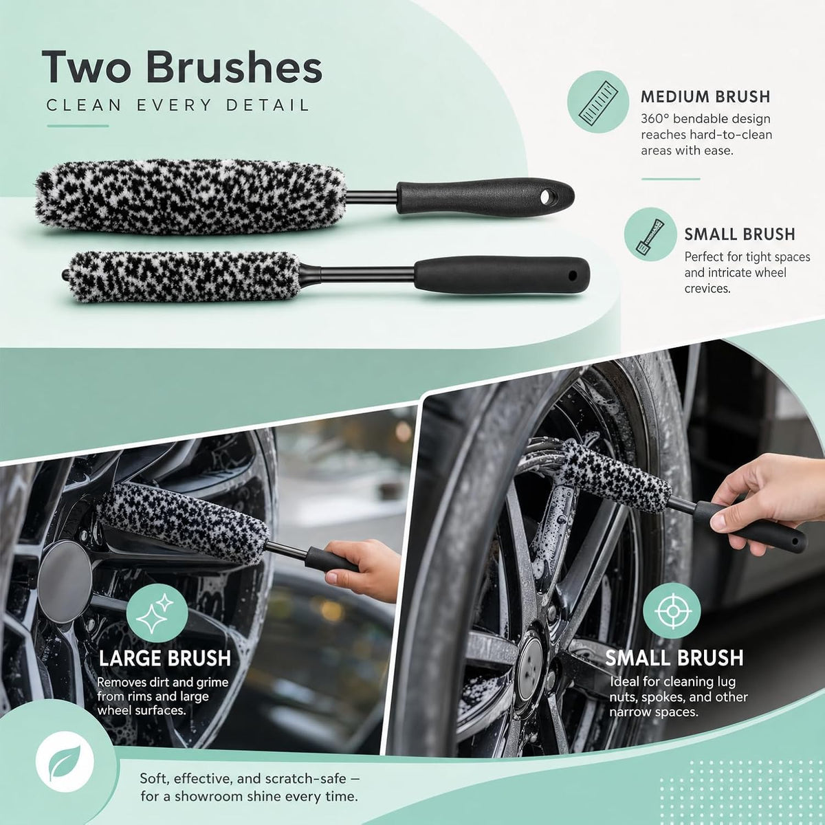 11 PCS Car Wheel Brush kit,Wheel Cleaner Brush Set with Wheel and Rim Brush,Car Interior Detailing Brushes,Sponge & Microfiber Towels for Car Wash Brush kit for Interior Exterior Wheels