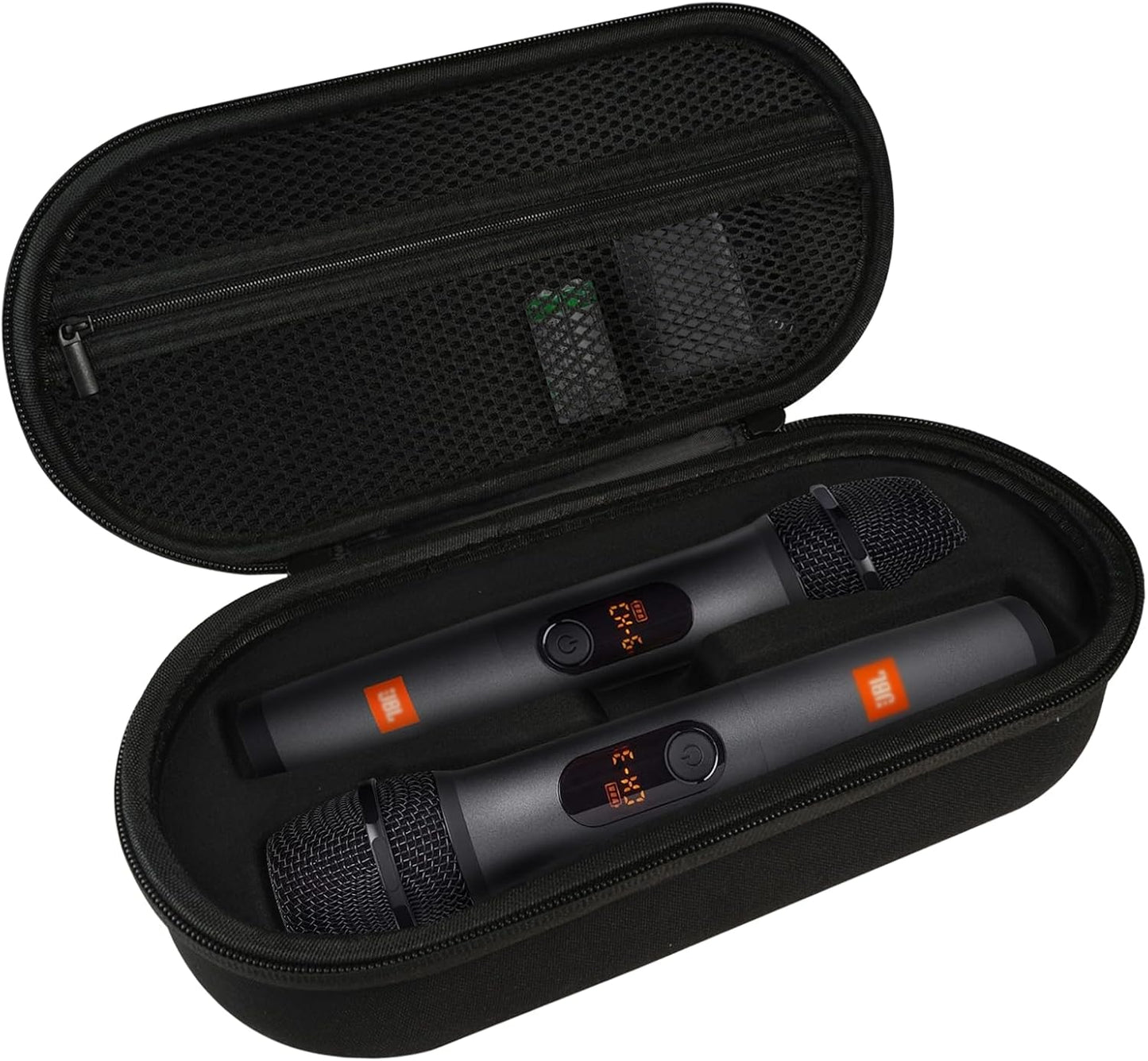 Wireless Microphone Case Compatible with JBL Wireless 2 Microphone System, Handheld Dual Mic Carrying Case, Travel Bag for Receiver, Batteries and Adapter, Karaoke - Orange (Box Only)