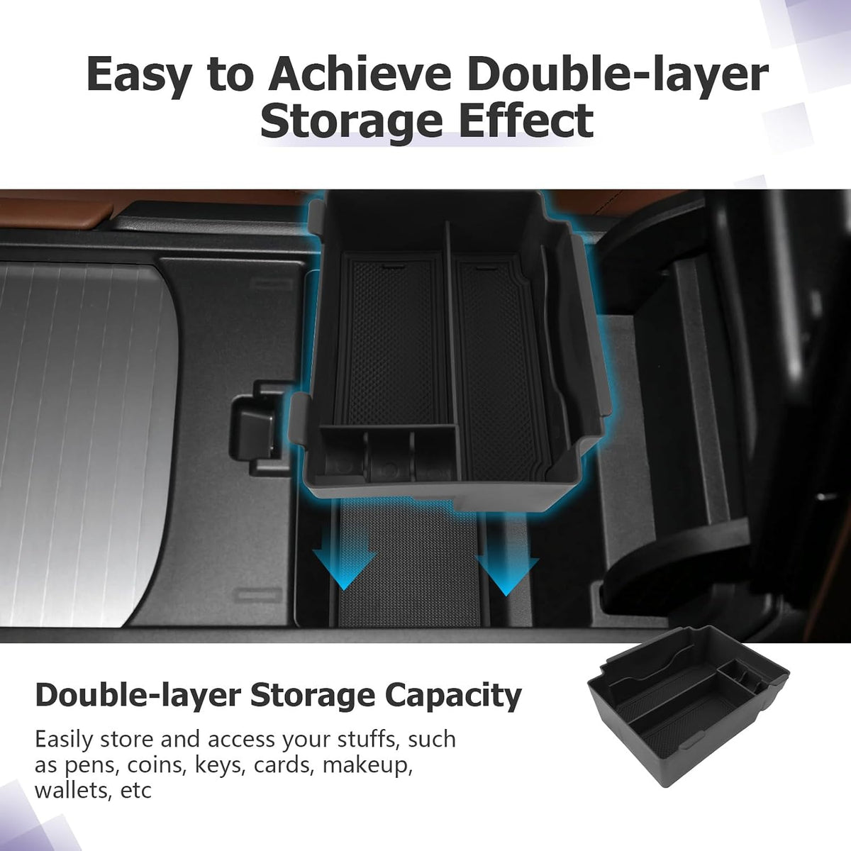 LUWU 2024 A cura RDX Center Console Organizer for 2019 2020 2021 2022 2023 2024 A cura RDX Accessories Armrest Console Storage Box Insert Tray ABS Material Black
