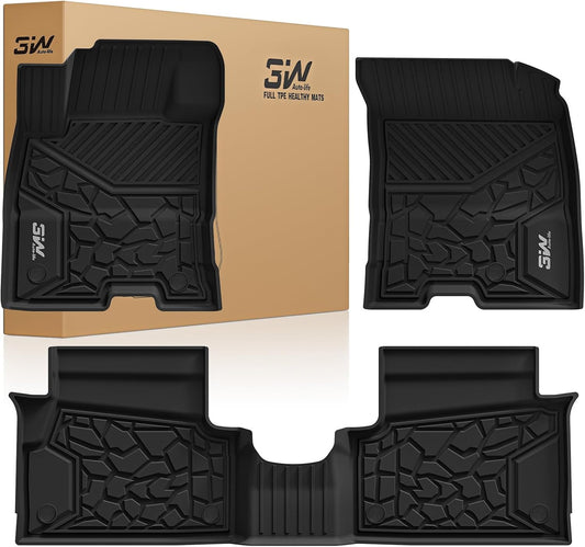 3W Floor Mats Fit for Ford Maverick Hybrid 2022-2025 2026, TPE All Weather Custom Fit Floor Liner Car Accessories 1st and 2nd Row Full Set Car Liners (Only for Hybrid)
