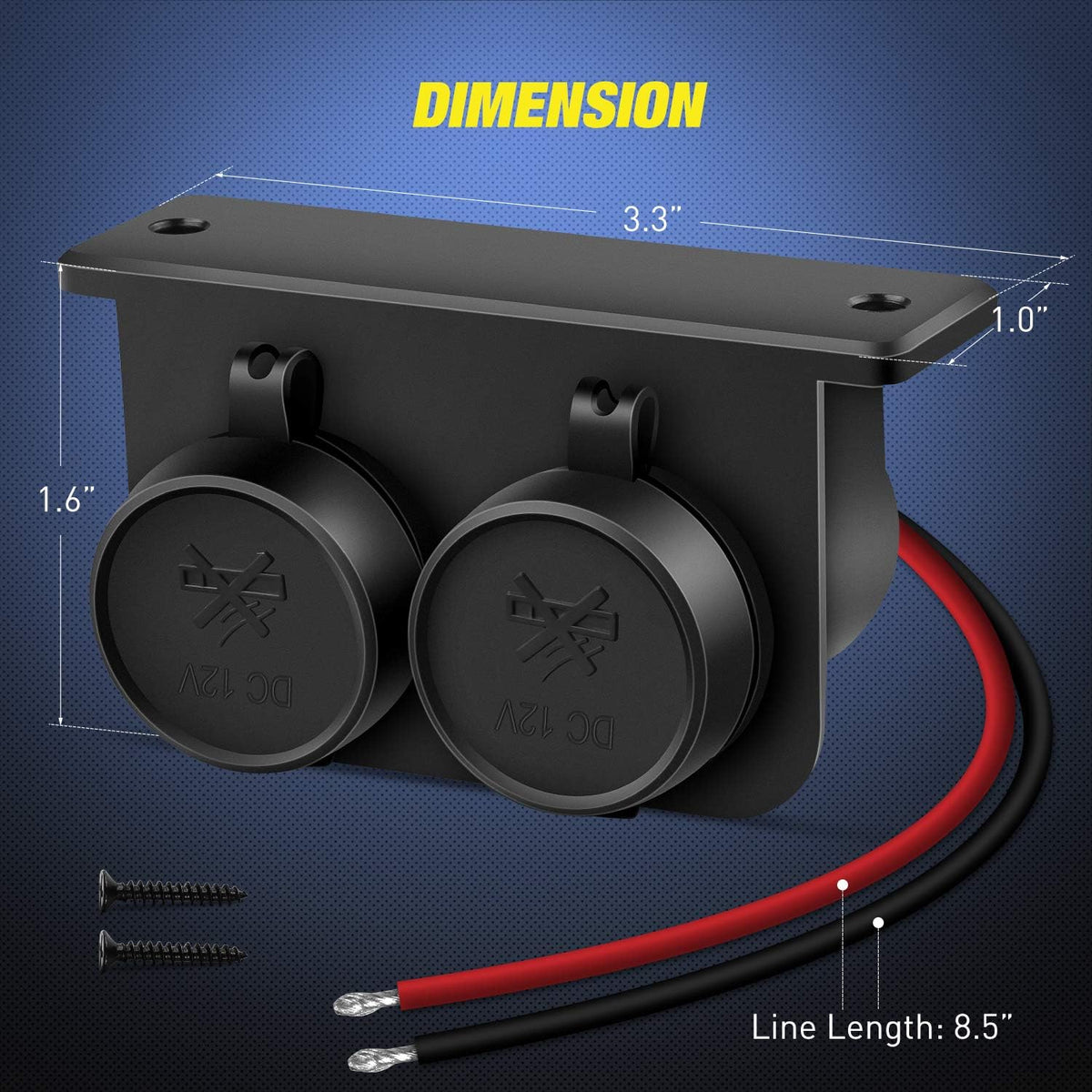Nilight Dual Car Cigarette Lighter Socket DC 12V Waterproof Power Outlet