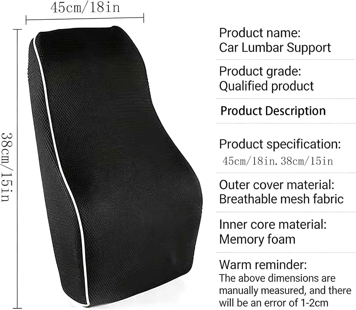 Ergonomic Lumbar Support Pillow – Memory Foam for Lower Back Pain Relief,Lumbar Support Pillow for Office Chair, Office Home Essentials,Gifts for Mom,Dad, Back Support Pillow for Car, Chair