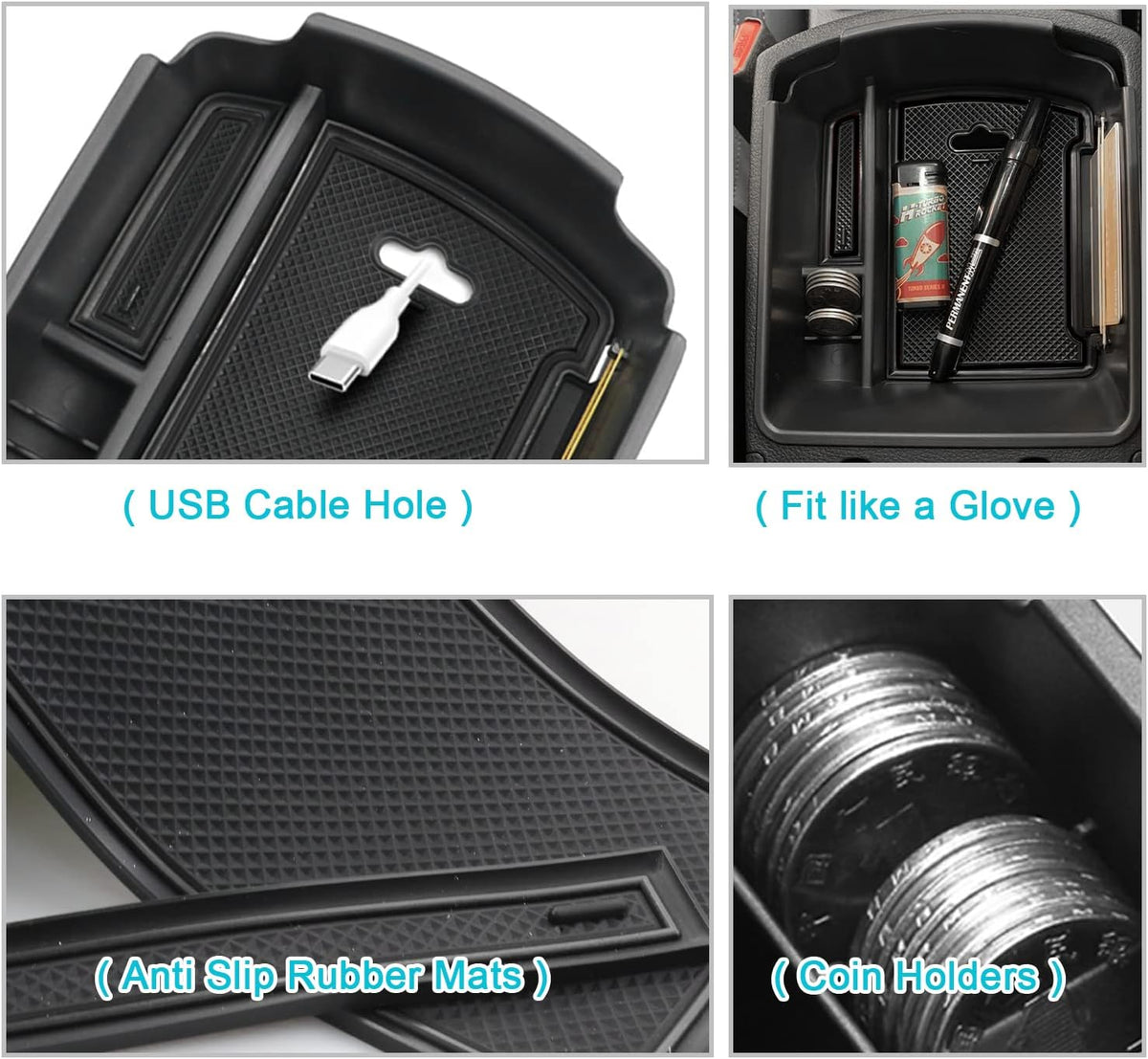 CDEFG 2020-2025 2026 Kia Seltos Center Console Organizer Tray for 2020-2024 2025 2026 Kia Seltos Accessories Middle Console Armrest Storage Box Secondary Insert Tray Coin Container