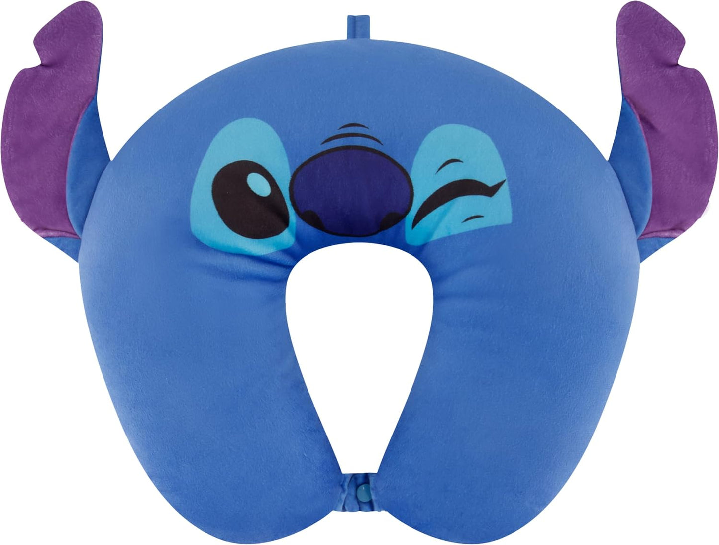 Disney Stitch Neck Pillow, Adult Travel Accessories with 3D Ears for Airplane, Car and Office Comfortable and Breathable, Blue