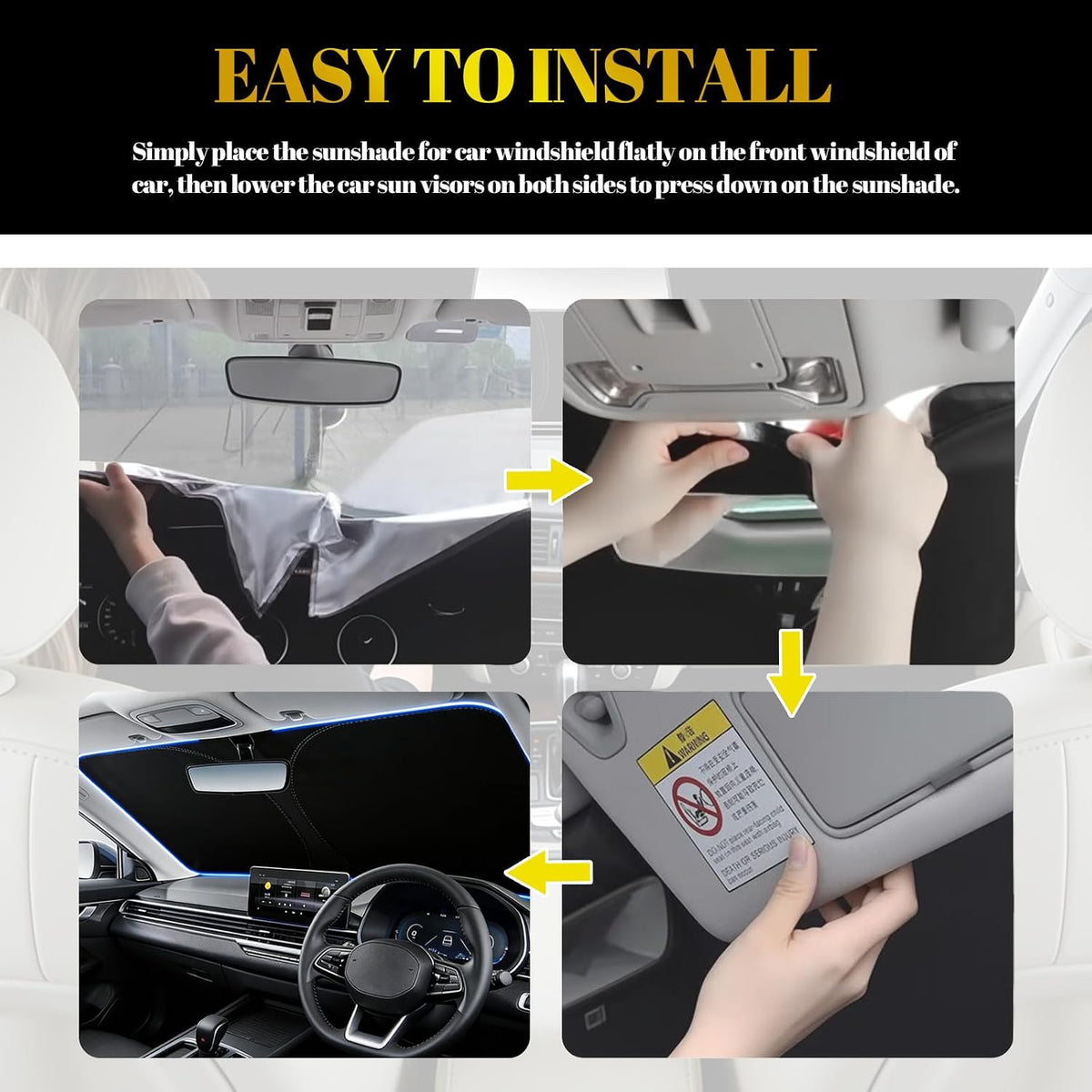 59×31 Inch Foldable Car Windshield Sun Shade,Thickened Car Sun Shade Windshield for Blocking Sunlight & Heat,Cars Windshields Cover Suns Shades with Storage Bag for Cars,SUVs
