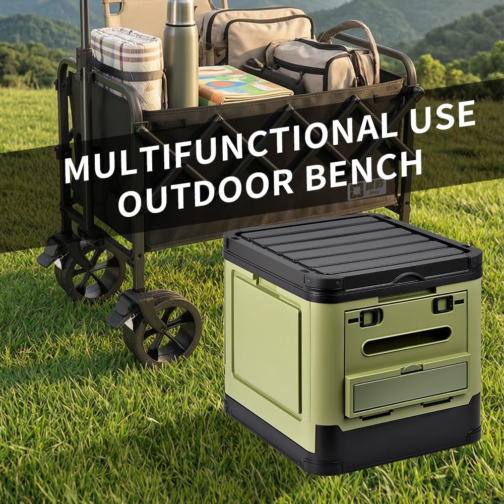 Collapsible Portable Toilet for Camping,Portable Travel Folding Toilet with Lid and Paper Holder,Compact Travel Potty for Cars, Trucks, RVs, Hiking and Outdoor Use (Green)