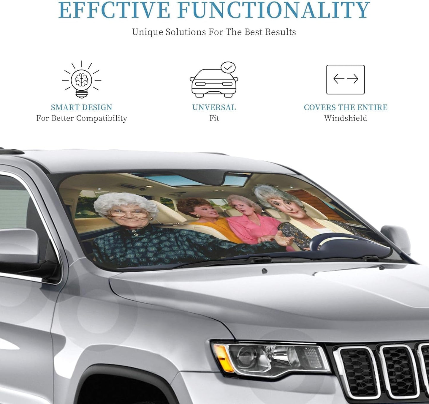 Funny Windshield Sun Shade Foldable Sunshade for Car Windshield Covers Blocks UV Rays Automotive Interior Sun Protection 51 x 27.5 in