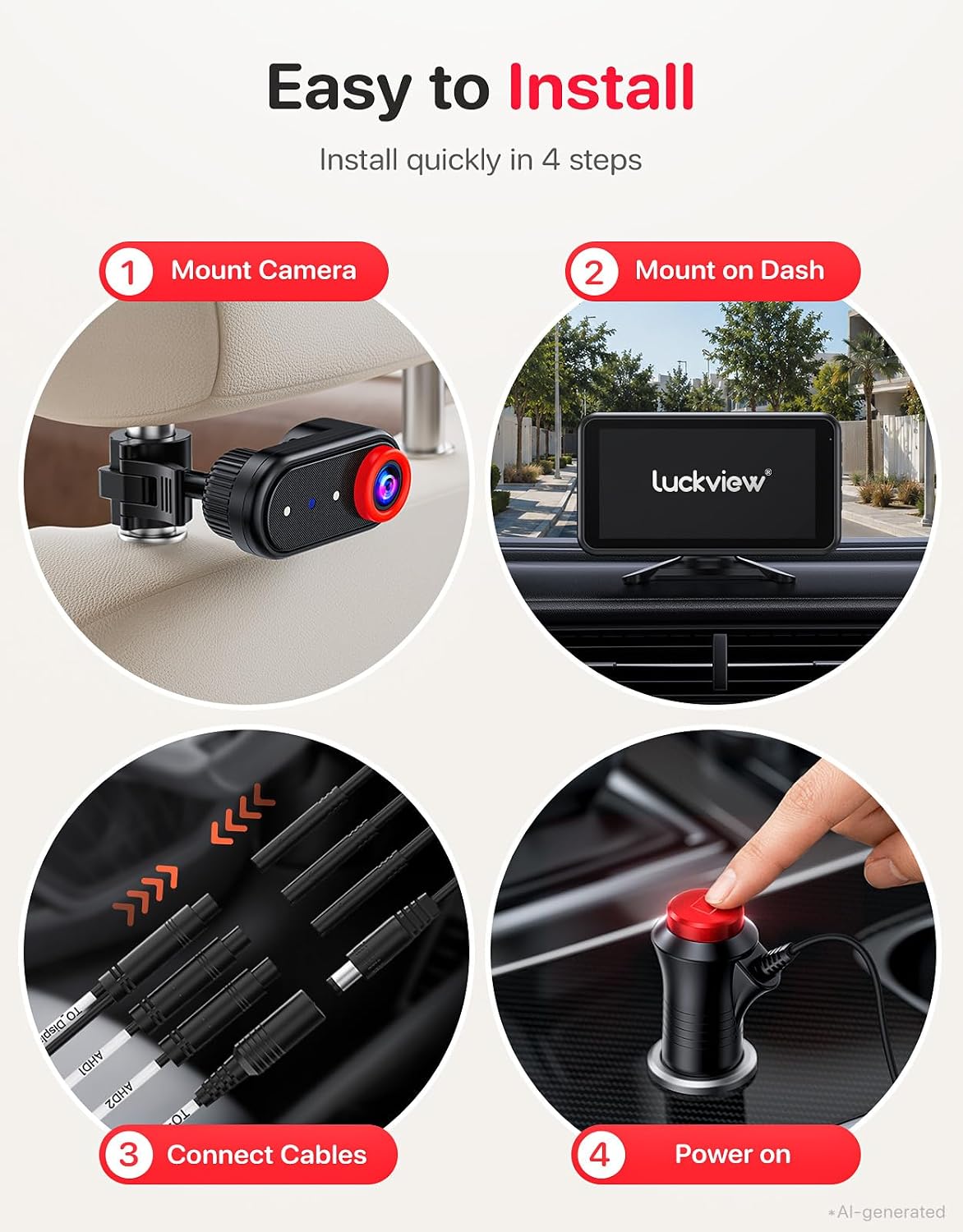 LUCKVIEW Dual Baby Car Camera, 5.2" Split Screen with 2 Cameras