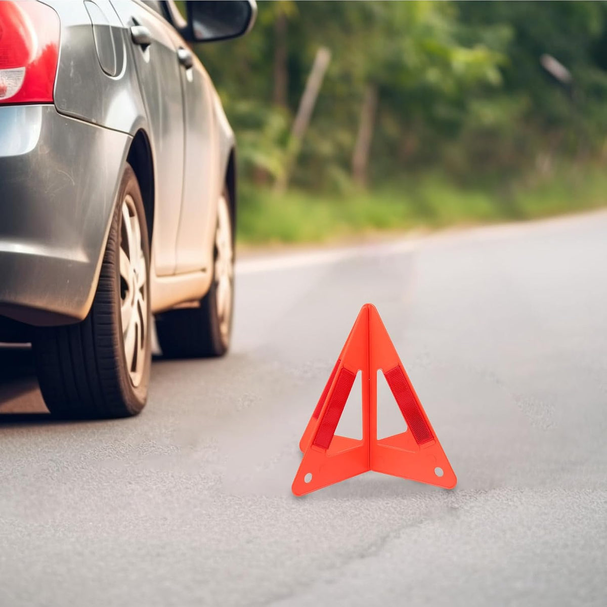 Reflective Warning Triangle Roadside Emergency Triangle Plastic Red
