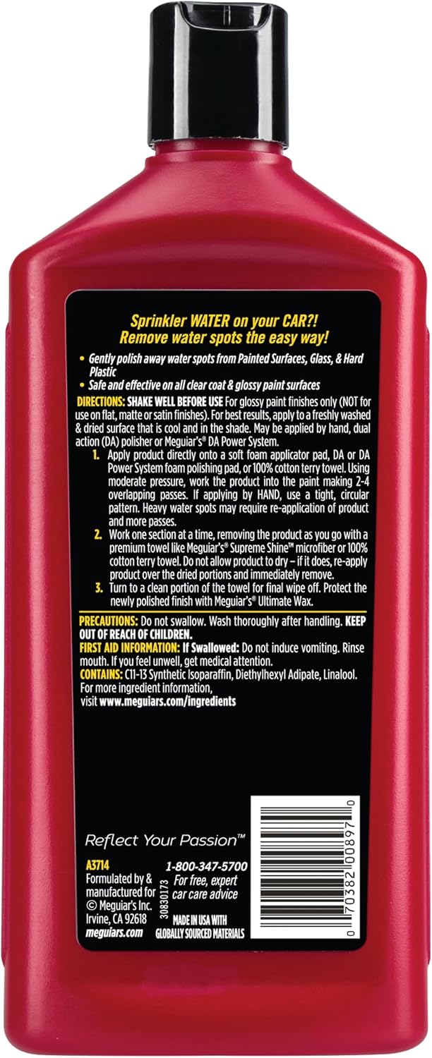 Meguiar's Water Spot Remover, Water Stain Remover and Polish,16 Oz
