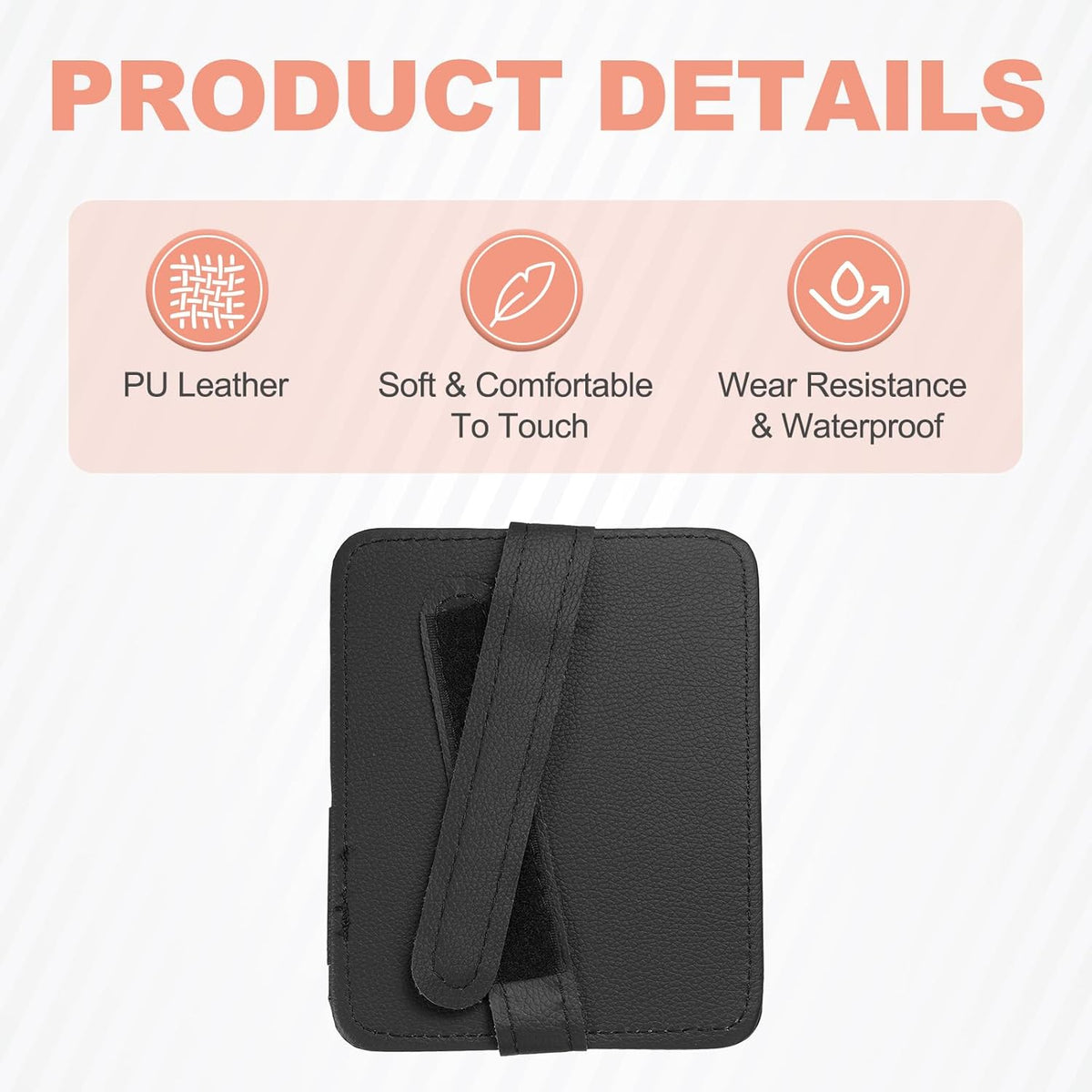 HARFINGTON 2Pcs Car Sun Visor Organizer 6.02" x 4.76" Leather Multi-Pocket Visor Card Sleeve Pocket Car Truck SUV Interior Storage Pouch for Driving License Credit Card Bill Sunglasses, Black