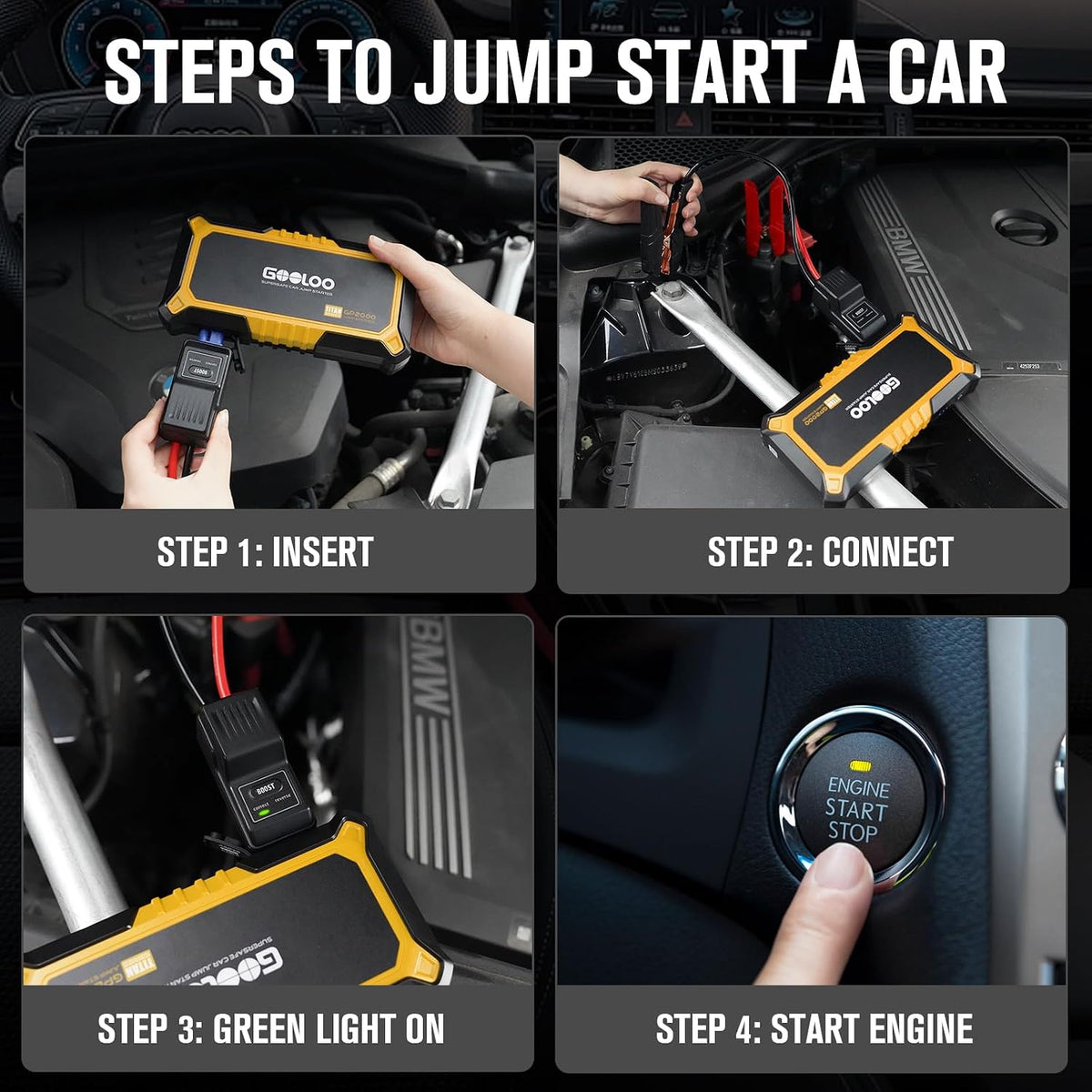 GOOLOO GP2000-2000A Portable Car Battery Jump Starter for 12V Vehicle