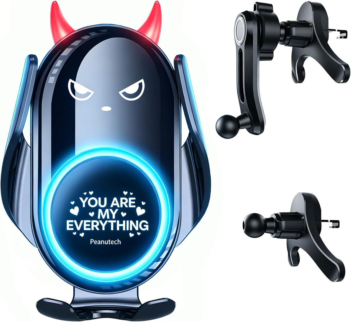 Cute Red Demon Gothic Wireless Car Phone Charger Mount, Auto Clamp Holder