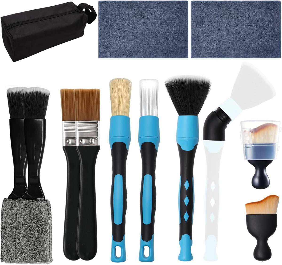 Car Duster Brush, Soft Car Interior Detailing Kit, Easy to Clean Interior Brush, Exterior Cleaning Tool, Auto Detailing Brushes for Dashboard, Air Vents, Seat Crevices, Skylight, Wheels & Tires