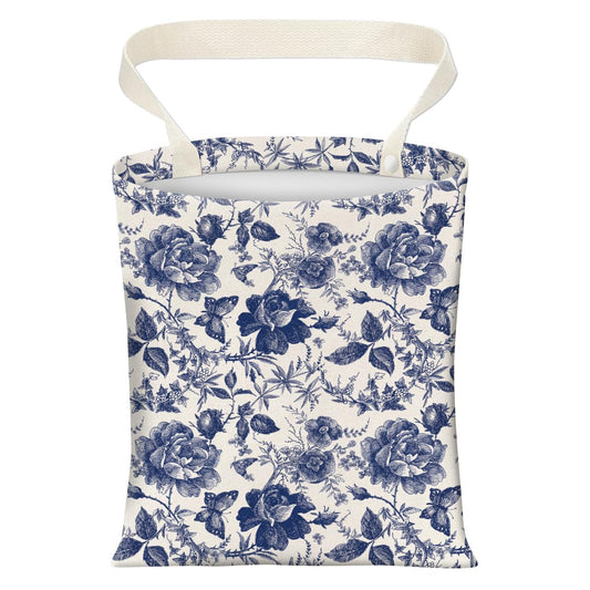 Cute Car Trash Can, Hanging Canvas Car Back Seat Organizer and Storage Bag, Funny Car Trash Bag For Travelling, Outdoor Blue Ceramic Floral
