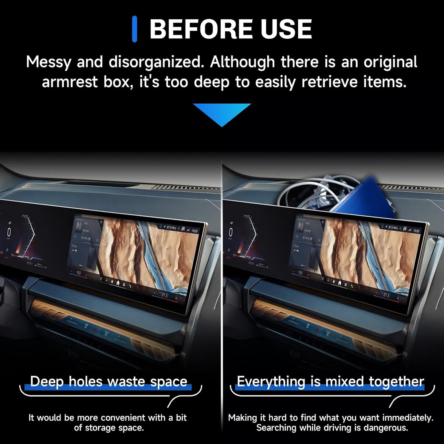 SXCY for 2025 2026 BMW X3 Dashboard Organizer Tray [14.9 Navi+12.3 Dash Whole Screen Only] for 2025 2026 BMW X3 Accessories Screen Back Console Tray 2025 2026 X3 Behind Dash Console Organizer