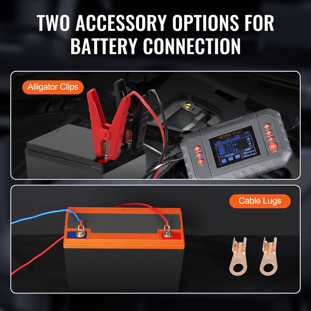 VEVOR Smart Battery Charger, 35-Amp, Lithium Lead-Acid Car Battery Charger