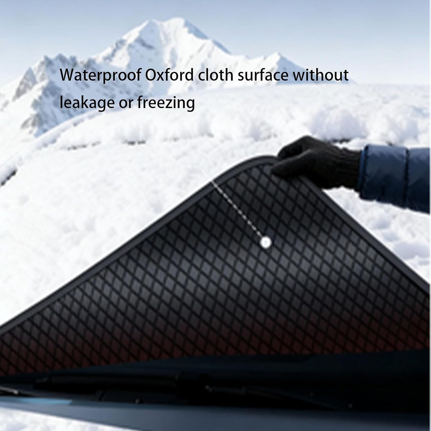 Windshield Cover for Ice and Snow, Winter Summer Sunshade with Thickened 600D Oxford Fabric, Universal Car Frost Shield Snow Cover Windshield Protector Green Earmuffs with Four Straps