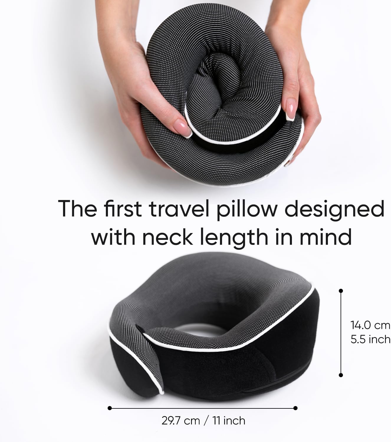 Proglobe Orthopedic Neck Pillow, Travel Neck Pillows for Airplanes, Memory Foam Kit, 360° Head Support, Airplane Pillow Set with 3D Contoured Eye Masks, Earplugs, and Luxury Mesh Bag (Black)