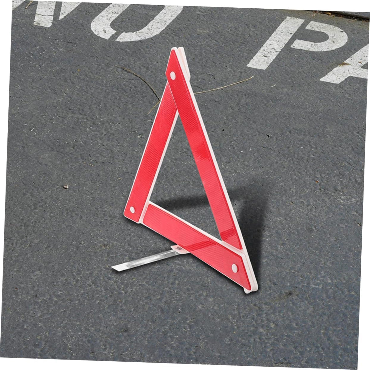 2 Pack Foldable Warning Triangles, Red Plastic Roadside Safety Signs
