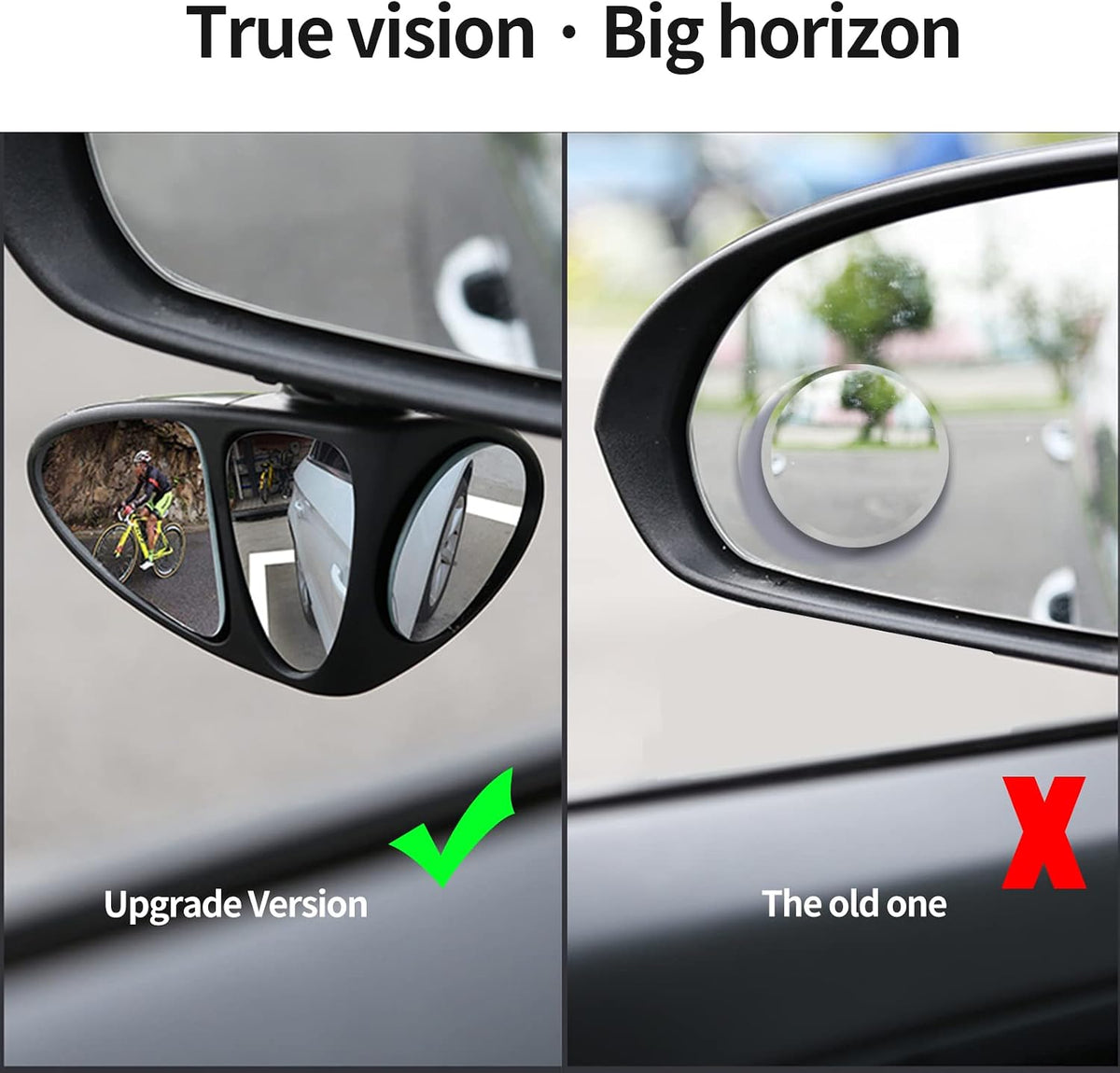 Car Blind Spot Mirror, 3-view Wide Angel Mirror Auxiliary Mirror for Front Rear Wheel Blind Spot Rear View Mirror. (Black Right)