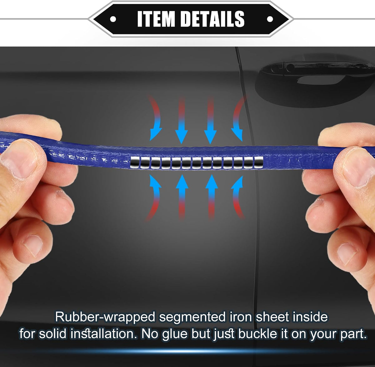 16.4ft U Shape Rubber Edge Trim Seal Strip for Car Truck Blue