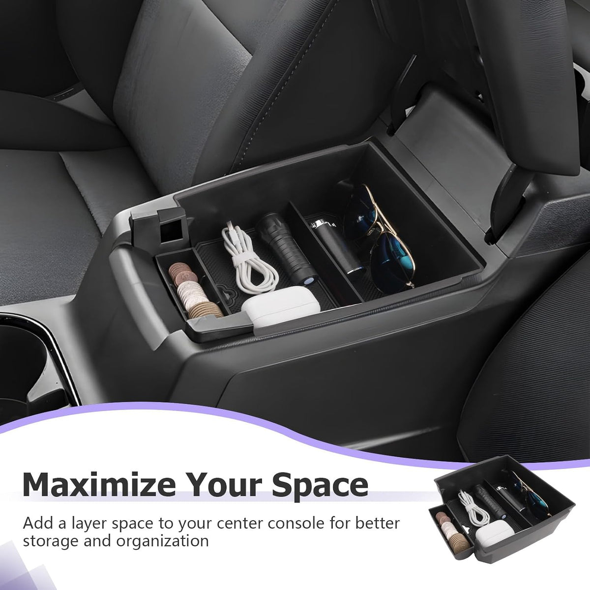 LUWU Center Console Organizer for 2023 2024 2025 2026 Chevrolet Colorado & GMC Canyon Accessories Armrest Console Storage Box Glove Organizer Tray ABS Material for Canyon Interior Accessories (Black)