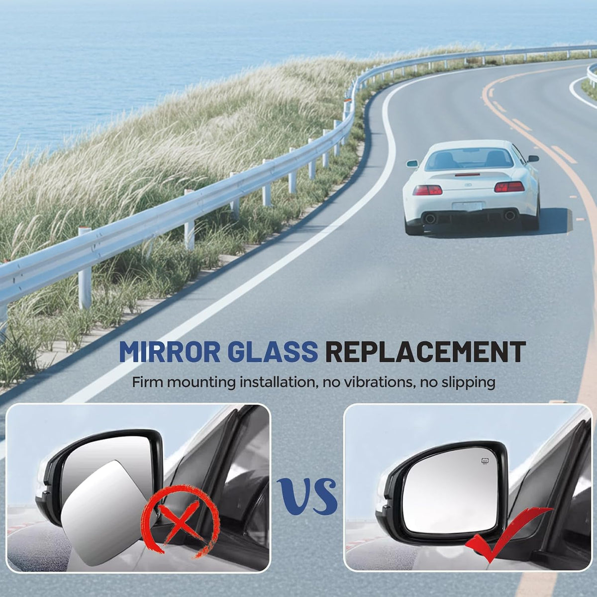 Passenger Side Mirror Glass, Fit for Silverado 1500 19-24