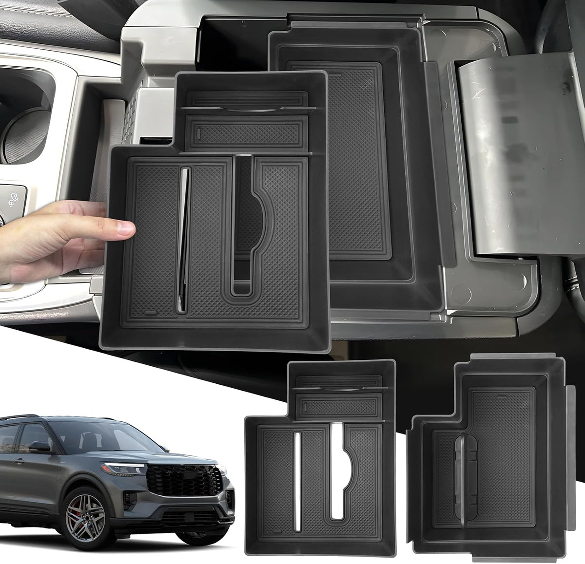 SXCY 2PCS for 2025 2026 2027 Ford Explorer Center Console Organizer