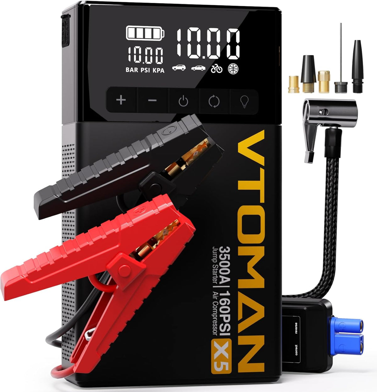 VTOMAN X5 Jump Starter with Air Compressor, 3500A with Type-C Quick Charge
