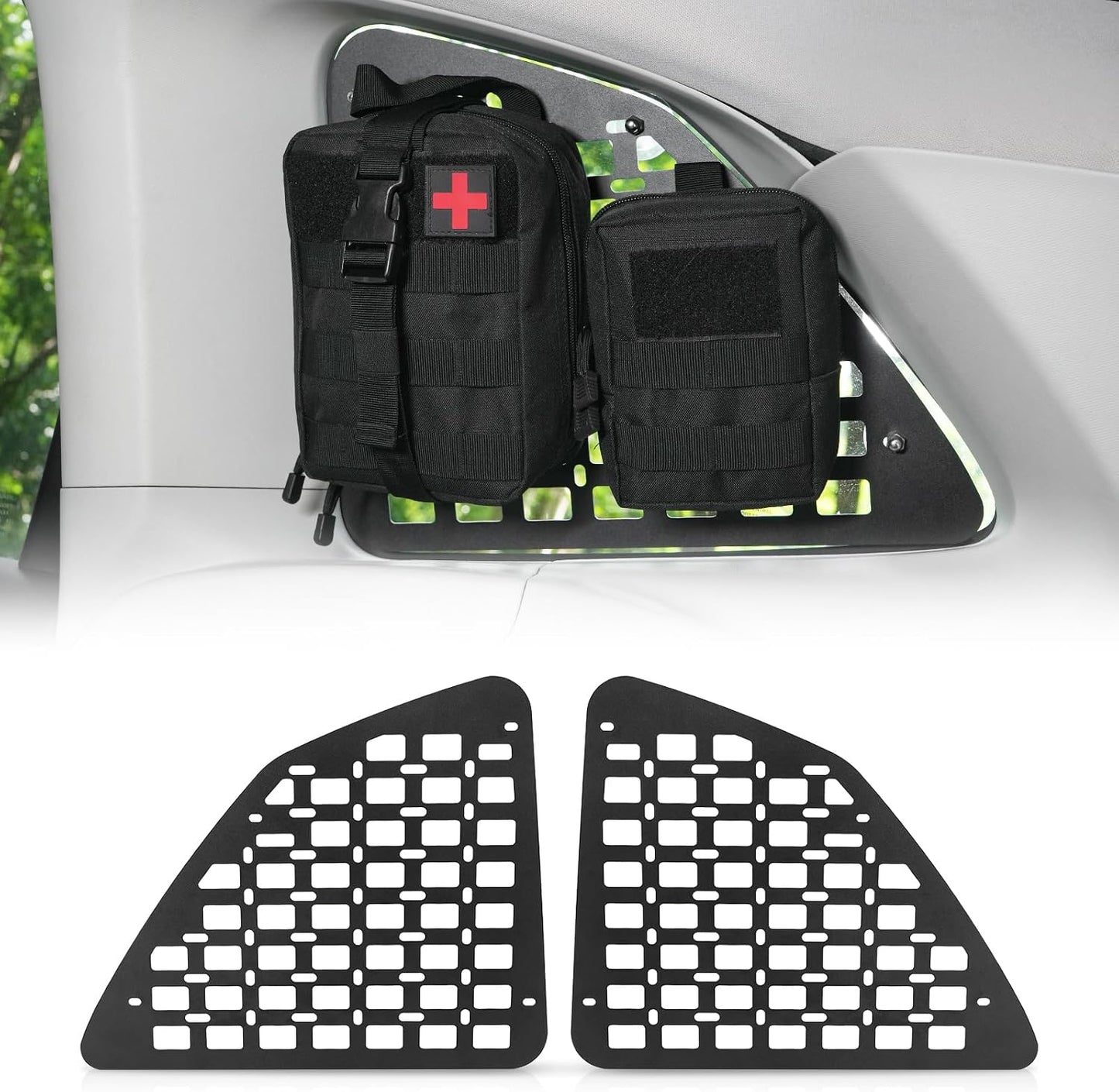 Rear Window MOLLE Panel Fits Subaru Forester 2019–2023, 2-Piece | Tactical Modular Storage Panel for MOLLE Accessories, Window Organizer for Tactical Pouch Car Accessories